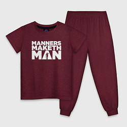Пижама хлопковая детская Manners maketh man, цвет: меланж-бордовый