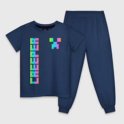 Пижама хлопковая детская MINECRAFT CREEPER, цвет: тёмно-синий