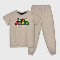 Пижама хлопковая детская Super mario, цвет: миндальный