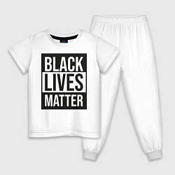 Пижама хлопковая детская BLACK LIVES MATTER, цвет: белый
