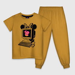 Пижама хлопковая детская Минни Маус, цвет: горчичный