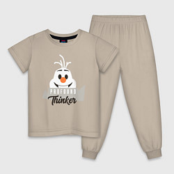 Пижама хлопковая детская Frofound Thinker цвета миндальный — фото 1