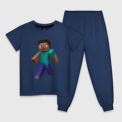 Пижама хлопковая детская Minecraft персонаж, цвет: тёмно-синий