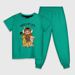 Пижама хлопковая детская Круг жизни цвета зеленый — фото 1