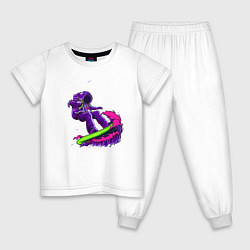 Пижама хлопковая детская Астронавт серфер, цвет: белый
