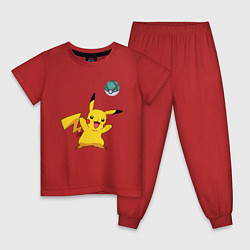 Пижама хлопковая детская Pokemon pikachu 1, цвет: красный
