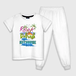 Пижама хлопковая детская 8 бит Отпуск, цвет: белый