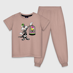 Пижама хлопковая детская Сильвестр и Твити, цвет: пыльно-розовый