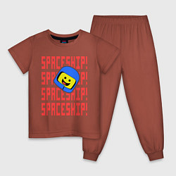 Пижама хлопковая детская Spaceship, цвет: кирпичный