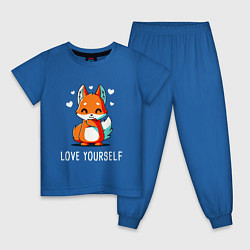 Пижама хлопковая детская ЛЮБИ СЕБЯ Love yourself, цвет: синий