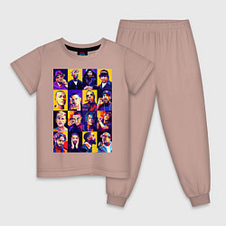 Пижама хлопковая детская Легенды Рэпа, цвет: пыльно-розовый