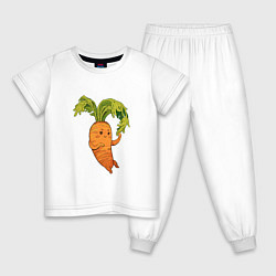 Пижама хлопковая детская Милая морковка, цвет: белый