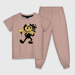 Пижама хлопковая детская Bendy And The Ink Machine, цвет: пыльно-розовый