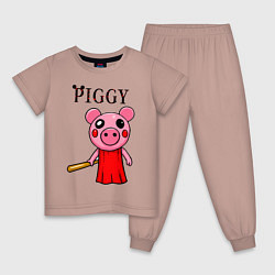Пижама хлопковая детская ROBLOX PIGGY, цвет: пыльно-розовый