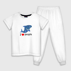 Пижама хлопковая детская Добрая акула, цвет: белый