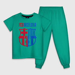 Пижама хлопковая детская Barcelona FC, цвет: зеленый
