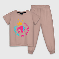 Пижама хлопковая детская Fall Guys, цвет: пыльно-розовый