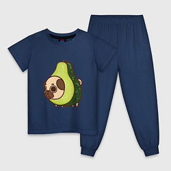 Пижама хлопковая детская Мопс-авокадо, цвет: тёмно-синий
