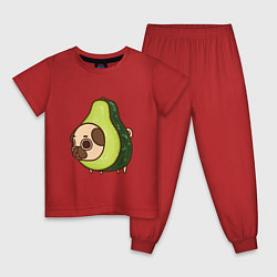 Пижама хлопковая детская Мопс-авокадо, цвет: красный