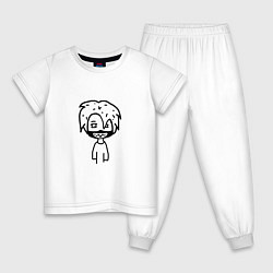Пижама хлопковая детская Эмо, цвет: белый