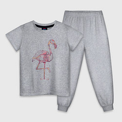Пижама хлопковая детская Узорчатый фламинго, цвет: меланж