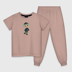 Пижама хлопковая детская MARLOW CROSSING, цвет: пыльно-розовый