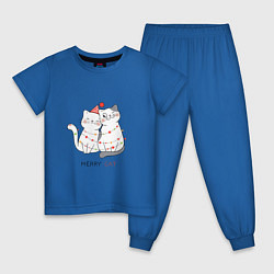 Пижама хлопковая детская Merry Cat, цвет: синий