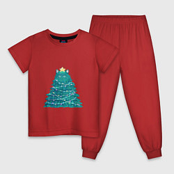 Пижама хлопковая детская Котоёлка, цвет: красный