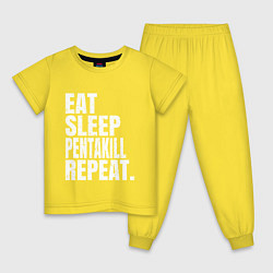 Пижама хлопковая детская EAT SLEEP PENTAKILL REPEAT, цвет: желтый