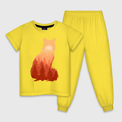 Пижама хлопковая детская Лиса, цвет: желтый