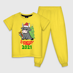 Пижама хлопковая детская С Новым 2021, цвет: желтый
