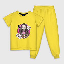 Пижама хлопковая детская Незуко Камадо, цвет: желтый