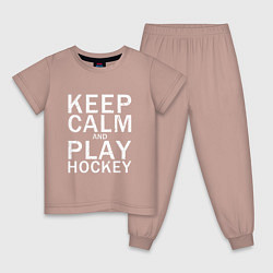 Пижама хлопковая детская K C a Play Hockey, цвет: пыльно-розовый