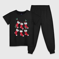 Пижама хлопковая детская Друзья новогодние носки, цвет: черный