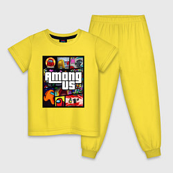 Пижама хлопковая детская AMONG US GTA, цвет: желтый