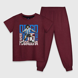 Пижама хлопковая детская 10 Diego Maradona, цвет: меланж-бордовый