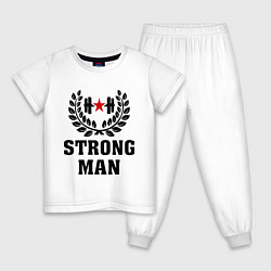 Пижама хлопковая детская Strong man, цвет: белый