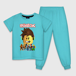 Пижама хлопковая детская ROBLOX, цвет: бирюзовый