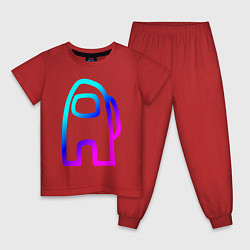 Пижама хлопковая детская AMONG US - NEON, цвет: красный