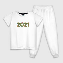 Пижама хлопковая детская Новый Год 2021, цвет: белый