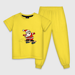 Пижама хлопковая детская Санта на скейтборде, цвет: желтый