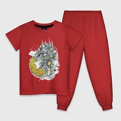 Пижама хлопковая детская Город в голове, цвет: красный