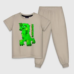Пижама хлопковая детская Minecraft, цвет: миндальный