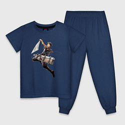 Пижама хлопковая детская Леви Атака Титанов Арт 03, цвет: тёмно-синий