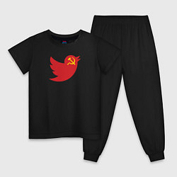 Пижама хлопковая детская Team Trump цвета черный — фото 1