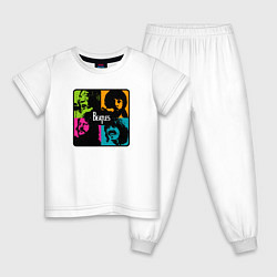 Пижама хлопковая детская The Beatles в стиле Поп Арт, цвет: белый