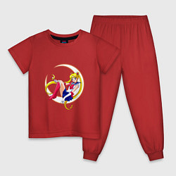 Пижама хлопковая детская Sailor Moon, цвет: красный