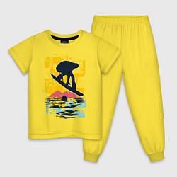 Пижама хлопковая детская Snowboarding, цвет: желтый