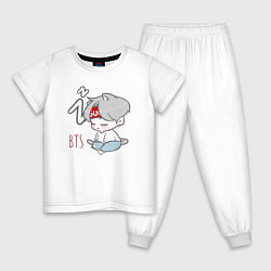 Пижама хлопковая детская BTS sleep, цвет: белый