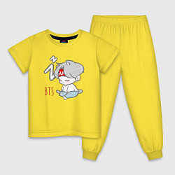 Пижама хлопковая детская BTS sleep, цвет: желтый